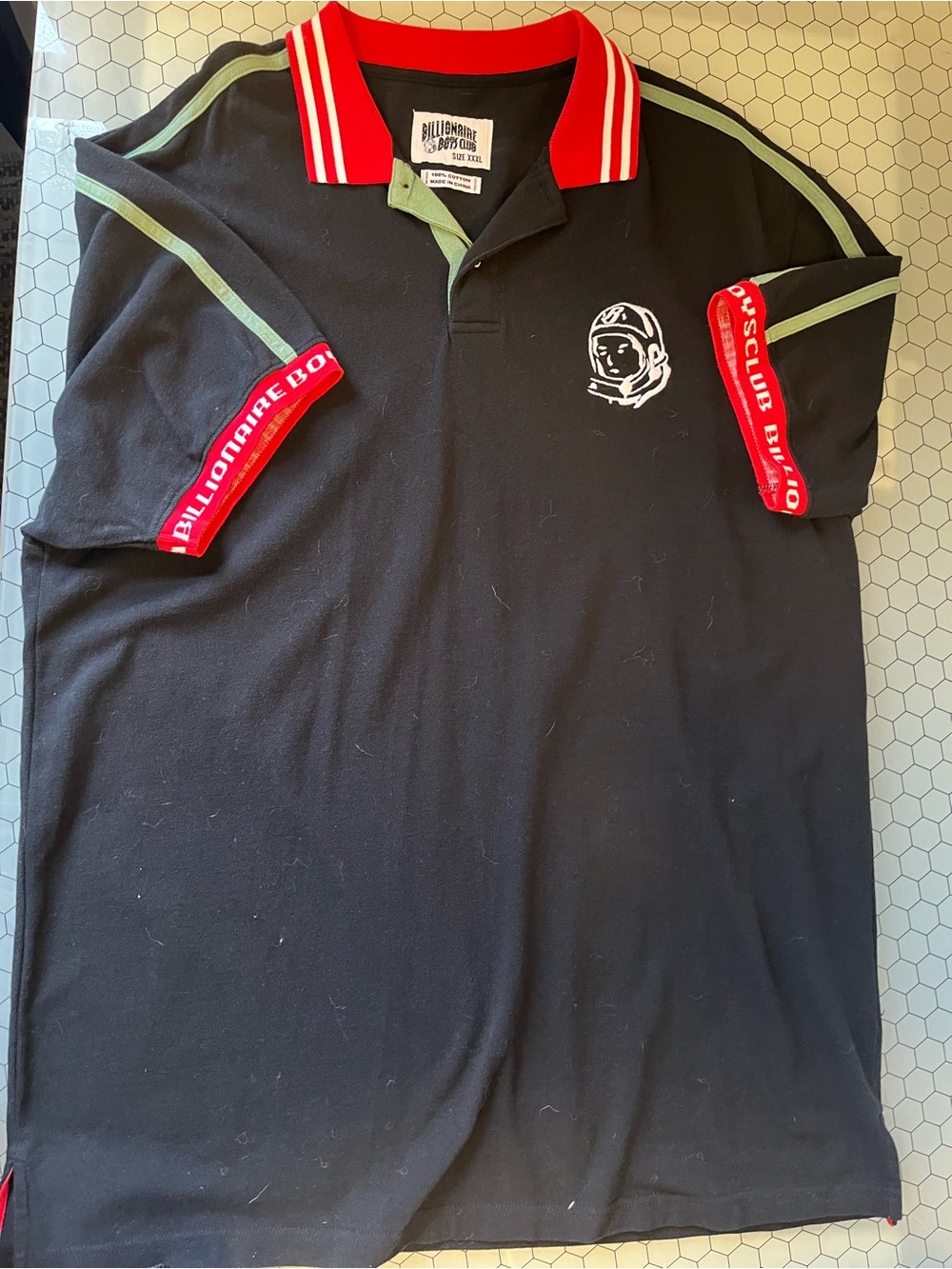 Billionaire Boys Club Black Polo with Red Collar and Green Placket